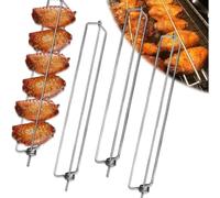 YouXiaor 4 Piezas Bbrochetas Barbacoa Pinchos Morunos Kebab Pinchos Barbacoa BBQ Acero Inoxidable Madera para Fogata Brochetas Largas para Asar Carne Brochetas Skewer