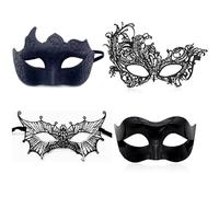 YouXiaor 4pcs Mascaras Venecianas,Antifaz Carnaval para Noche de Mascara,Máscara Mascarada Media Cara de Encaje para Mujer Hombre,Mascara Carnaval Halloween Fiesta de Disfraces