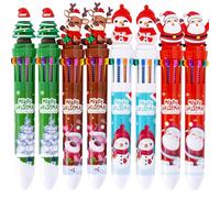 YouXiaor Bolígrafo de Navidad 8 Piezas 10 Colores en 1 - Bolígrafos Bola Retráctil Multicolor de Tinta de Gel - Regalo para Niños Escolar Papelería