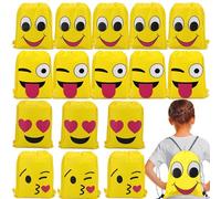 YouXiaor Bolsas de Cuerdas Dibujos, 20 Piezas Emoji Bolsas de Cuerdas Mochilas Amarillo Bolsas Regalo Cumpleaños Deporte Gimnasio Backpack para niños Niñas Fiesta de cumpleaños favores Decoraciones