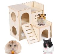 YouXiaor Caseta de Madera sin para Roedores,Casa de Hámster Esquinera de Madera con Escalera,Escondite de Hámster para Mascotas Pequeñas,Hámster Enano,Deguus,Ratones Espinosos Jerbos