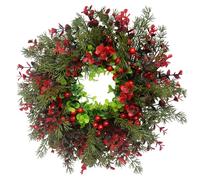 YouXiaor Corona de Navidad para Puerta,Coronas Navidad Corona de Adviento de árbol Navidad Conos de Pino Artificial de Acebo Rojo Corona de Bayas Corona de Navidad Adornos Navideños para Casa