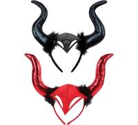 YouXiaor Diadema De Cuernos, 2PCS Diademas Halloween,Orejas Diablo Diadema para Adultos y Niños,Diadema con Orejas de Diablo, Demonio Accesorio de Disfraz para Halloween Carnaval Cosplay