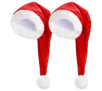 YouXiaor Gorros Navideños, 2 Piezas Gorros de Santa Papá Noel Gorro de Papá Noel Gorros Navidad Sombrero Navideño Gorro Santa Claus de Felpa Suave para Adultos para Fiesta Año Nuevo Día de Navidad