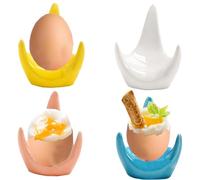 YouXiaor Huevera de Cerámica, 4PCS Sostenedor Tazas del Huevo Huevos Taza,Huevos Soporte de Porcelana Juego de Soporte para Huevos Soportes para Huevos Huevera Dura y Blanda Estilo Clásico Platos