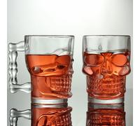 YouXiaor Jarra de cerveza con Asa,Calavera de Cerveza de Vidrio,Jarra de Cerveza Espesa,Vasos de cerveza para Bar KTV Taza de Cerveza de Vidrio con Personalidad Creativa
