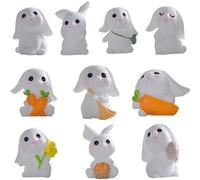 YouXiaor Mini Figuras de Conejito,20PCS Miniatura Figuras de Conejo de Pascua,Adornos de Figuras de Conejo,Mini Decoraciones de Conejito para Decoración de Pasteles,Decoraciones de Pascua