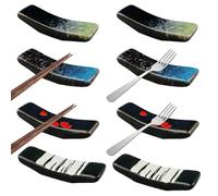 YouXiaor Palillos de Cerámica Descanso, 8 Piezas Palillos de Cerámica Soporte Reutilizables Palillos Titular Resto Set Clásico Estilo para Cuchillo Tenedor Cuchara Sushi Palillos Resto (B)