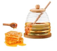 YouXiaor Recipiente para Miel, Latas de Miel Botellas Dispensador para Miel Cristal Tarro para Miel Botellas de Miel Tarros de Vacíos Transparentes de Miel con Tapa Dispensador de jarabe