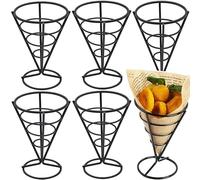 YouXiaor Soporte de Papas Fritas, 6 PCS Canasta Cónica para Papas Fritas Acero Inoxidable Forma Cónica Soporte Patatas Fritas Duradero Titular Papas Fritas Canasta Alambre Metálico para Papas Fritas