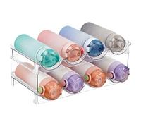 YOUXIU Botellero para frigorífico, organizador de botellas de vino, apilable, estante para latas, soporte transparente para botellas de bebidas