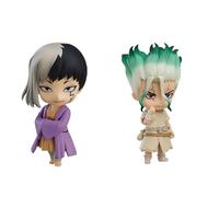 Youxy Asagiri Gen Figura de Anime Movible Acción Figurina Ishigami Senku Modelo, Accesorios de Cabeza Intercambiables Anime Estatua 2 Piezas Coleccionables Regalos 10 cm