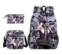 Youxy Kafka Hibino - Juego de 3 piezas de mochila escolar con bolsa de hombro, estuche de lápices con dibujos animados impresos en 3D, suministros escolares para niñas y niños, tipo 1