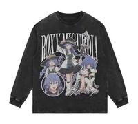 Youxy Roxy Migurdia Ropa de Manga Larga Retro Washed Camiseta Anime Eris Greyrat Camiseta de Manga Larga para Mujer Hombre S-3XL