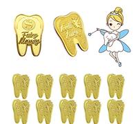YOUYA DENTAL - 10 monedas conmemorativas de recompensa de dientes perdidos, diente dental hada monedas de metal chapado en oro, cambio de dientes para niños recuerdo de Navidad