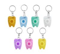 YOUYA DENTAL Set de 100 portachiavi portátiles para la limpieza dental de menta, a forma de diente, diseño plano, rollo de hilo dental, para la limpieza oral
