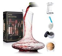 YouYah - Juego de decantador de vino con soporte de secado, tapón, cepillo y cuentas, jarra de vino tinto, accesorios de vino, vidrio de cristal soplado a mano 100% sin plomo (clásico)