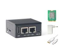 youyeetoo FriendlyElec NanoPi R76S Router Development Board | RK3576 8-core 2.2GHz | 2X 2.5G Ethernet | 6 Tops NPU | M.2 ranura y USB 3.2 | IoT/Linux/Android (2GB RAM - 0GB eMMC, con Wi-Fi y fuente de