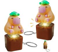 YOUYIKE 2 pcs Antiestrés Carpincho, Llavero de Carpincho, Llavero con luz y Sonido, Colgantes de Carpinchos, Alivio del Estrés y Diversión para Viajar