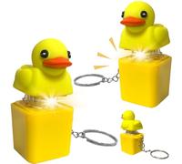 YOUYIKE 2 pcs Antiestrés Duckys Quacking, Llavero de Pato, Llavero con luz y Sonido, Colgantes de Pato Amarillo, Alivio del Estrés y Diversión para Viajar