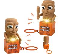 YOUYIKE 2 pcs Antiestrés, Duckys Quacking/Tung Tung Tung Sahur/Carpincho Llavero, Llavero con luz y Sonido, Colgantes, Alivio del Estrés y Diversión para Viajar