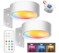 YOUYIKE 2 Piezas Aplique Luz Cuadros Sin Cable, LED Cuadro Mando a Distancia, 13 Modos de Iluminación, Regulable, Luz Magnética LED para Marco, Pared, Luces Artísticas Para (Blanco)