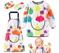 YOUYIKE 2 Piezas Bata Pintura Niños, Babi Escolar Infantil, Delantal Pintura Niños, Babero de Arte Infantil para Niño Niña 6 7 8 9 10 11 12 Años para Manualidades, Pintura, Cocina