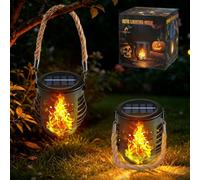 YOUYIKE 2 Piezas Farolillos Solares Exterior con llamas IP65 Impermeable Colgante De Pie Farolillos Solares Exterior Jardin para Decoración Terraza Luces