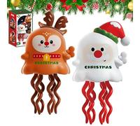 YOUYIKE 2 Piezas Juguete de Cuerda Navidad, Juguete de Cuerda de Papá Noel, Papá Noel y Su Alce, Figuras de CuerdaJuguete para Calcetines de Navidad y Relleno de Bolsas de Regalo