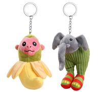 YOUYIKE 2 Piezas Peluche Italian Brainrot Llavero, Plátano Mono y Zapatilla Elefante Peluche Juguete Llavero, Se Puede Utilizar como Mochilas Escolares, Regalos, Bolsos y Decoraciones