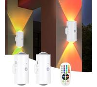 YOUYIKE 2pcs Aplique Pared Interior, 16 Colores Magnético Luz con Sensor de Movimiento Recargable Lamparas LED sin Cables Foco para Hogar Cocina Room Decor Escalera