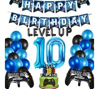 YOUYIKE 32 Piezas Decoraciones De Videojuego, 10 Años Controlador De Juegos Globos, Decoracion Cumpleaños Niño 10 Años, Globos Del Controlador, Topper de Torta, para fiesta juego temática niños