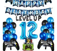YOUYIKE 32 Piezas Decoraciones De Videojuego, 12 Años Controlador De Juegos Globos, Decoracion Cumpleaños Niño 12 Años, Globos Del Controlador, Topper de Torta, para fiesta juego temática niños