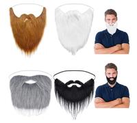 YOUYIKE Barbas Falsa, 4 Pz Barba de Halloween, Barba de Carnaval , Barba Falsa para Fiesta, Barba de Papá Noel para Halloween Fiesta De Disfraces De Navidad Cosplay para Niños Adultos