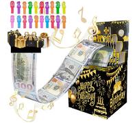 YOUYIKE Caja explosiva, tarjeta de cumpleaños con música, regalo de dinero, juego de cumpleaños, número de cumpleaños, tarjeta magnética desplegable, caja sorpresa para familia y amigos (oro negro)