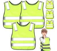 YOUYIKE Chaleco Reflectante Niños, 2/3 Pz Visibilidad a 360° Amarillo Chalecos Reflectantes, Chaleco de Seguridad Reflectante para Niñas Niños 3-12 Años para Carrera, Ciclismo