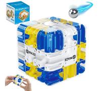 YOUYIKE Cubo de rompecabezas de laberinto 3D, 2 en 1 de laberinto de bolas, juguete de cubo mágico, juego de rompecabezas lógico con bola rodante, para desarrollar la mente lógica (azul)