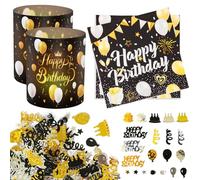 YOUYIKE Feliz CumpleañOs Decoracion 12 farolillos para decoración de+20 servilletas de feliz cumpleaños + 100 lentejuelas confeti, decoración de cumpleaños para mujer, hombre, niña, niño