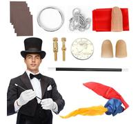 YOUYIKE Juego de Magia Niños Adulto, Kit Magia con Varita Mágica Dedos Brillantes Pañuelo Seda Tornillo Acuñar, Profesional Magia Trucos Kit para Regalo Juguete 6 Años