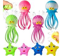 YOUYIKE Juguete Bañera Pulpo, Bath Toys Flotantes Pulpo de Goma Ducha Piscina Juguetes Ocean Juguete de Baño para Bañeras Playa (8 pcs)