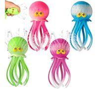 YOUYIKE Juguete Bañera Pulpo, Bath Toys Flotantes Pulpo de Goma Ducha Piscina Juguetes Ocean Juguete de Baño para Bañeras Playa (4 pcs)
