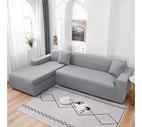 youyoucool Fundas para Sofá Seccional 1 pieza Fundas de Sofá en Forma de L Suavidad Fundas para Muebles Tela de Poliéster Fundas Elásticas para Sofá de 4 Plazas (Gris Plateado)