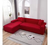 youyoucool Fundas para Sofá Seccional 1 pieza Fundas de Sofá en Forma de L Suavidad Fundas para Muebles Tela de Poliéster Fundas Elásticas para Sofá de 3 Plazas (rojo)