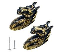 YOUYOUULU 2 pomos de bronce vintage con cabeza de caballo, tiradores de arte retro, pomos de armario para puerta, armario, cajón, armario con tornillos