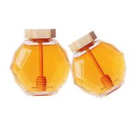 YouYuer Tarro de Miel,2pcs Dispensador de Miel Almacenaje Botella Transparente Tarro De Jarabe para Jarabe Salsas Recipiente Botes para Miel Cocina Hornear(200ml)