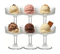 YouYuer Vasos de postre de cristal, 6 vasos de helado, cuencos de cristal, cuencos de postre con pie, vasos de postre para frutas, ensaladas, yogures y pudines, para bodas, fiestas (all)