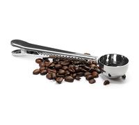 YOUZiNGS cuchara medidora dosificadora de cafe con pinza clip, acero inoxidable, para porcionar cafe molido en espresso y moka, ayuda de dosificacion y cierre de bolsa para guardar y organizar