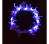 YOVECATHOU Corona de plumas LED, diadema con halo de ángel, para niñas, mujeres, cosplay, Halloween, vacaciones (morado)