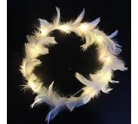 YOVECATHOU Corona de plumas LED, diadema con halo de ángel, para niñas y mujeres, cosplay, Halloween (blanco cálido)