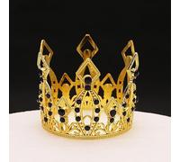 YOVECATHOU Corona para tarta, tiara de cristal, decoración de tartas para boda, cumpleaños, baby shower, fiesta, decoración de tartas (dorado y negro)
